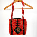 Vintage Y2K Chateau Red Gold Chinese Dragon Frog Closure Shoulder Bag