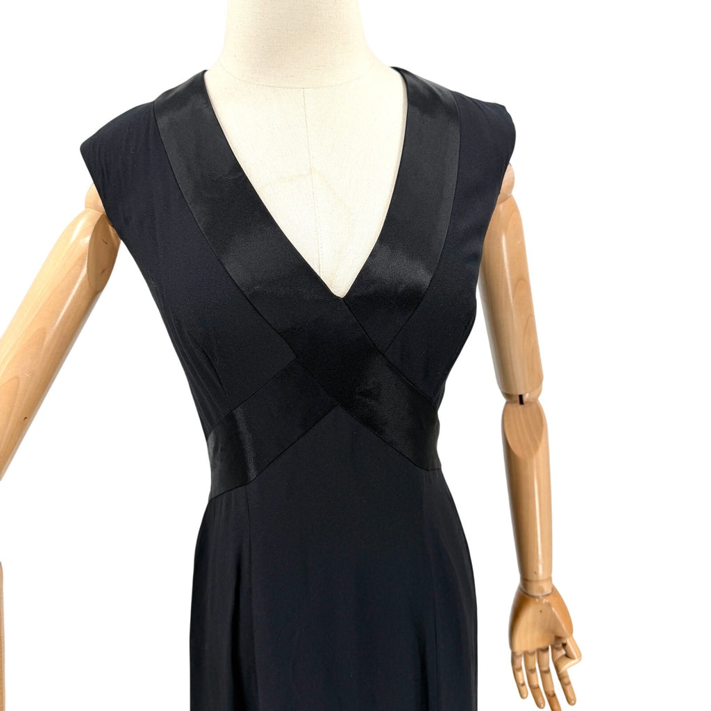 Vintage 80s House of Bianchi Black Bow Back Mermaid Evening Gown