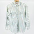 Vintage 80s Guess Jeans Light Blue White Striped Cotton Western Shirt