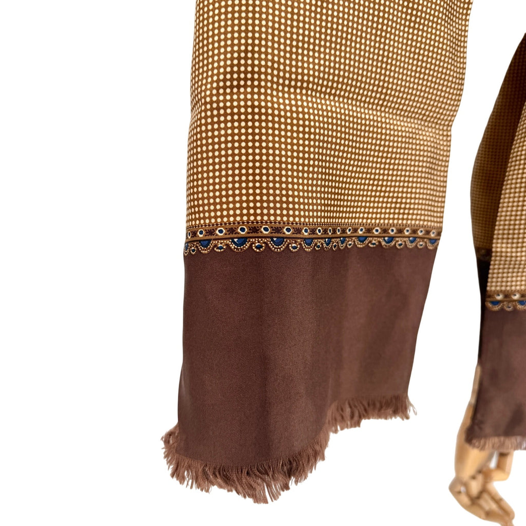 DKNY Brown 100% Silk Micro Polkadot Two Ply Neck Scarf