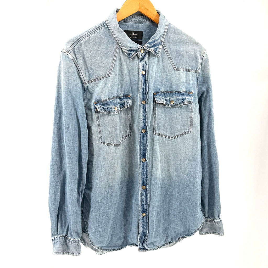7 For All Mankind Light Wash 100% Cotton Japanese Fabric Western Shirt