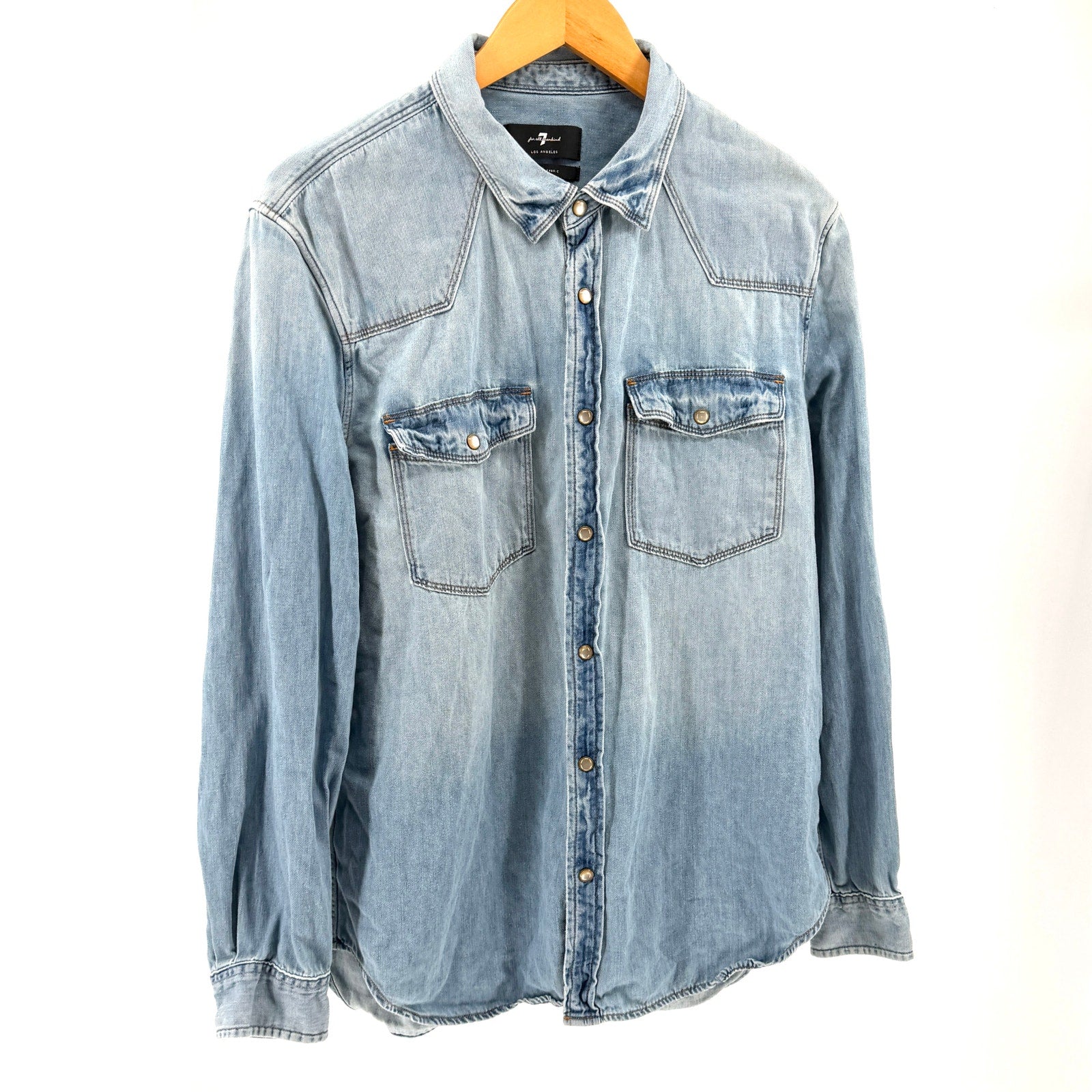 7 For All Mankind Light Wash 100% Cotton Japanese Fabric Western Shirt