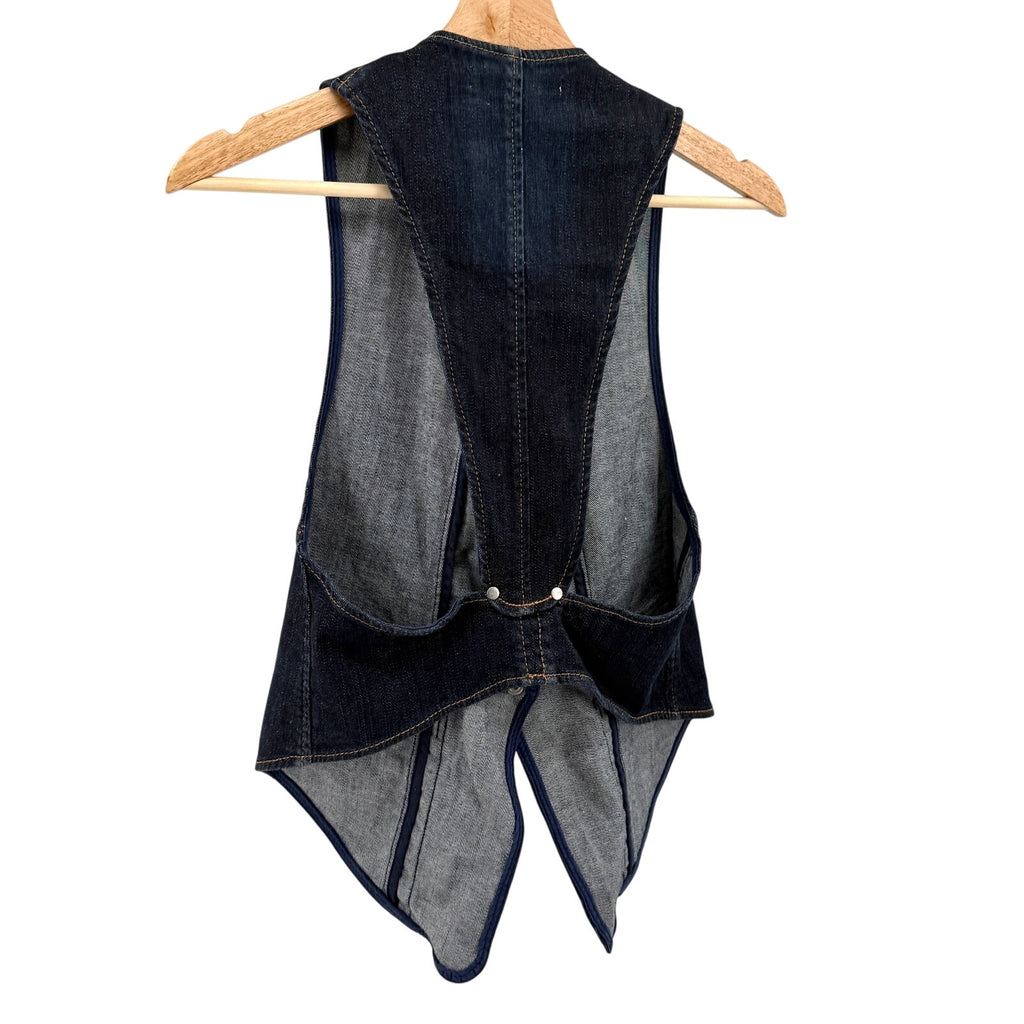 Lauren Vidal Blue Denim Zip Pocket Vest