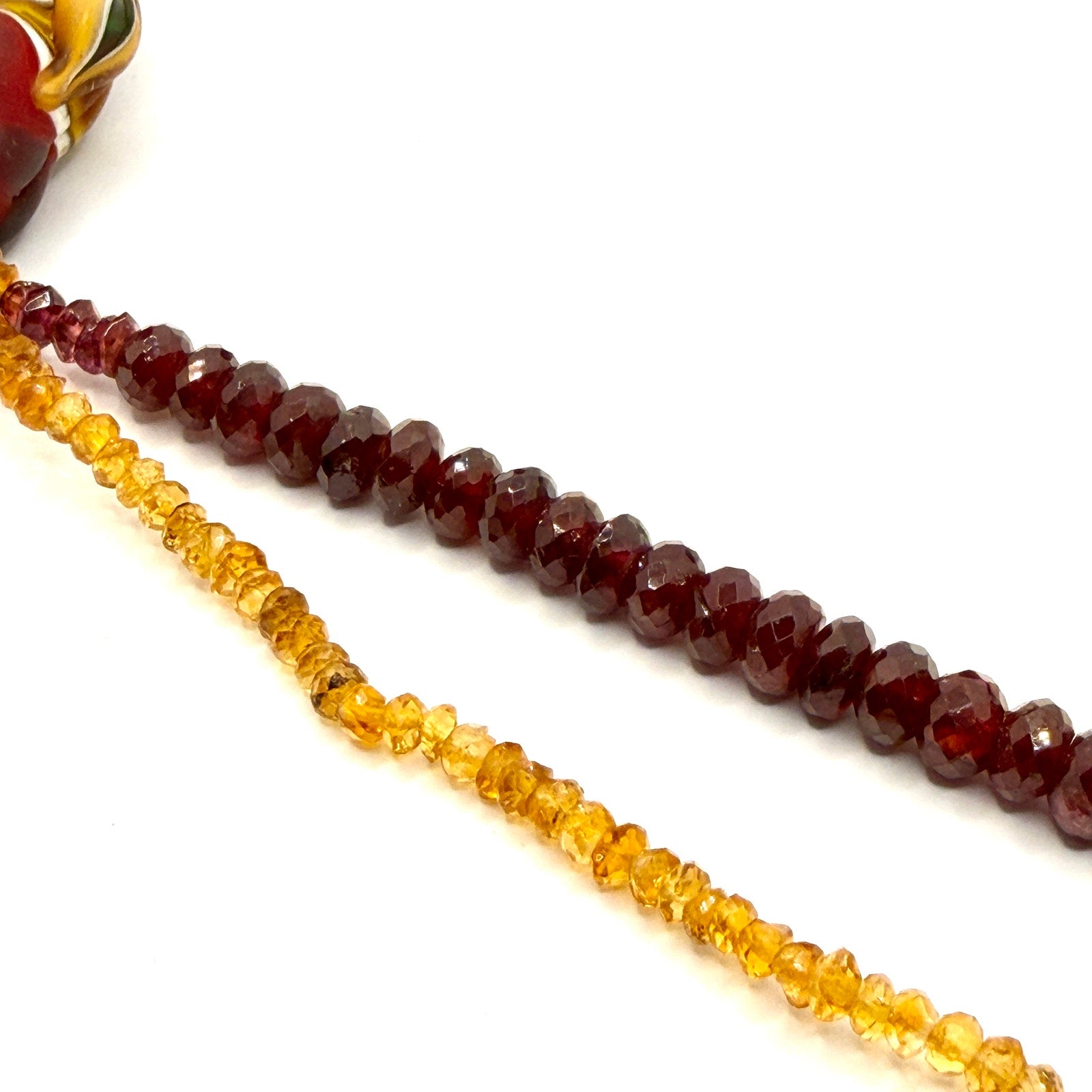 Vintage 90s Ruby Golden Topaz Tiger's Eye Dragon Head Glass Bead Necklace