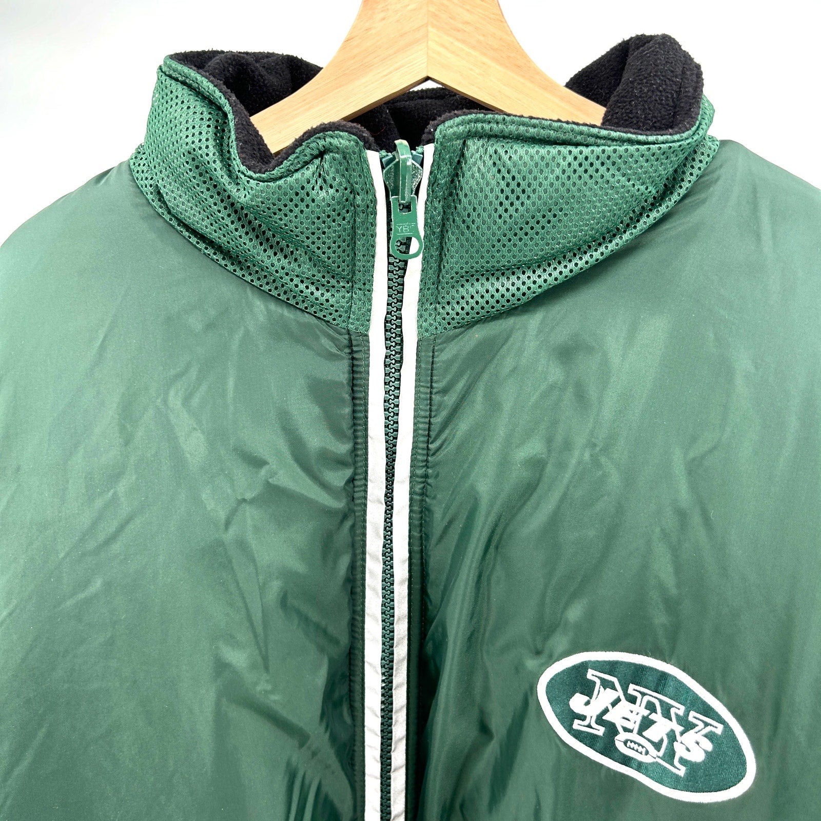 Vintage 90s NFL New York Jets Green Puffer Coat Fleece Lined