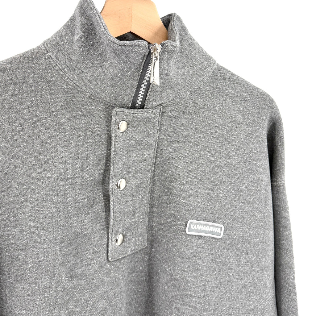 NWT Karmagawa Grey Half Zip Snap Button Mock Neck Sweatshirt