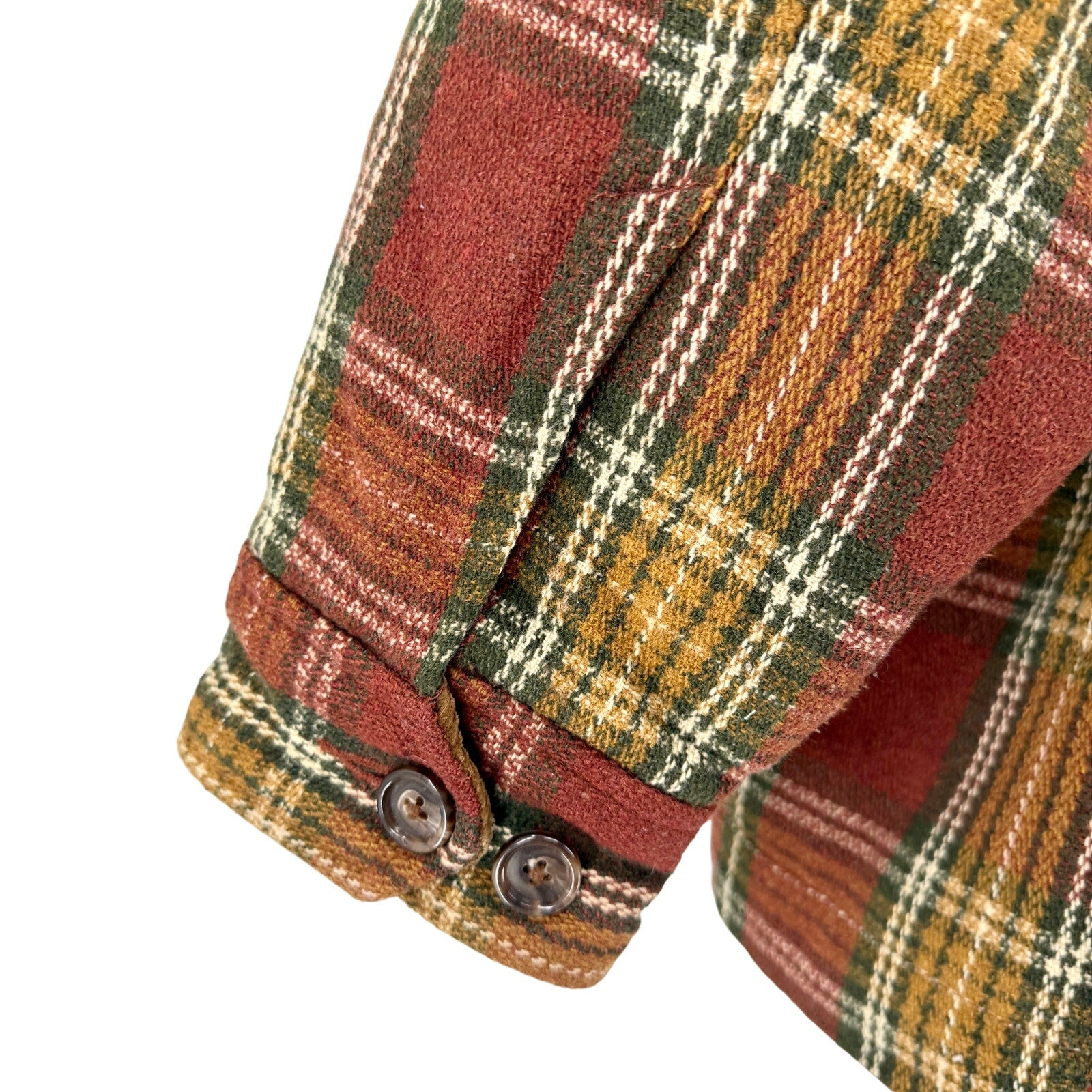 Vintage 90s Gap Brick Red Mustard Plaid Quilted Shacket