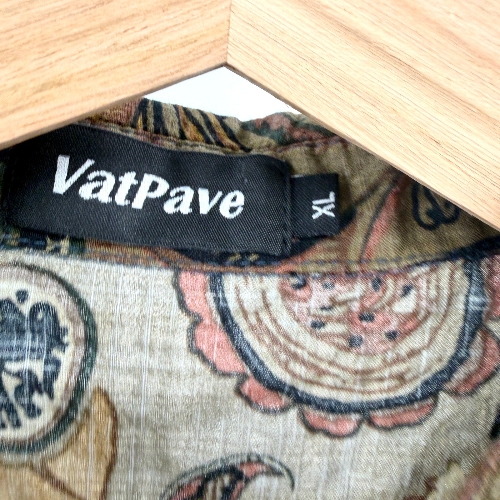 VatPave Olive Green Floral Paisley Cotton Blend Short Sleeve Button Up Shirt