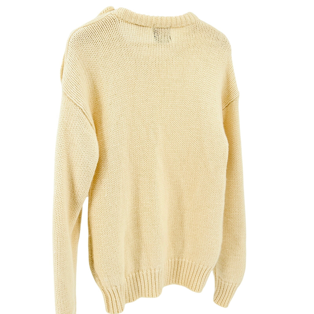 Vintage 70s Allen Solly Cream 100% Wool Cable Knit Fisherman Sweater