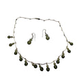 Vintage 90s Smoky Grey Crystal Faceted Dangle Necklace Earring Set