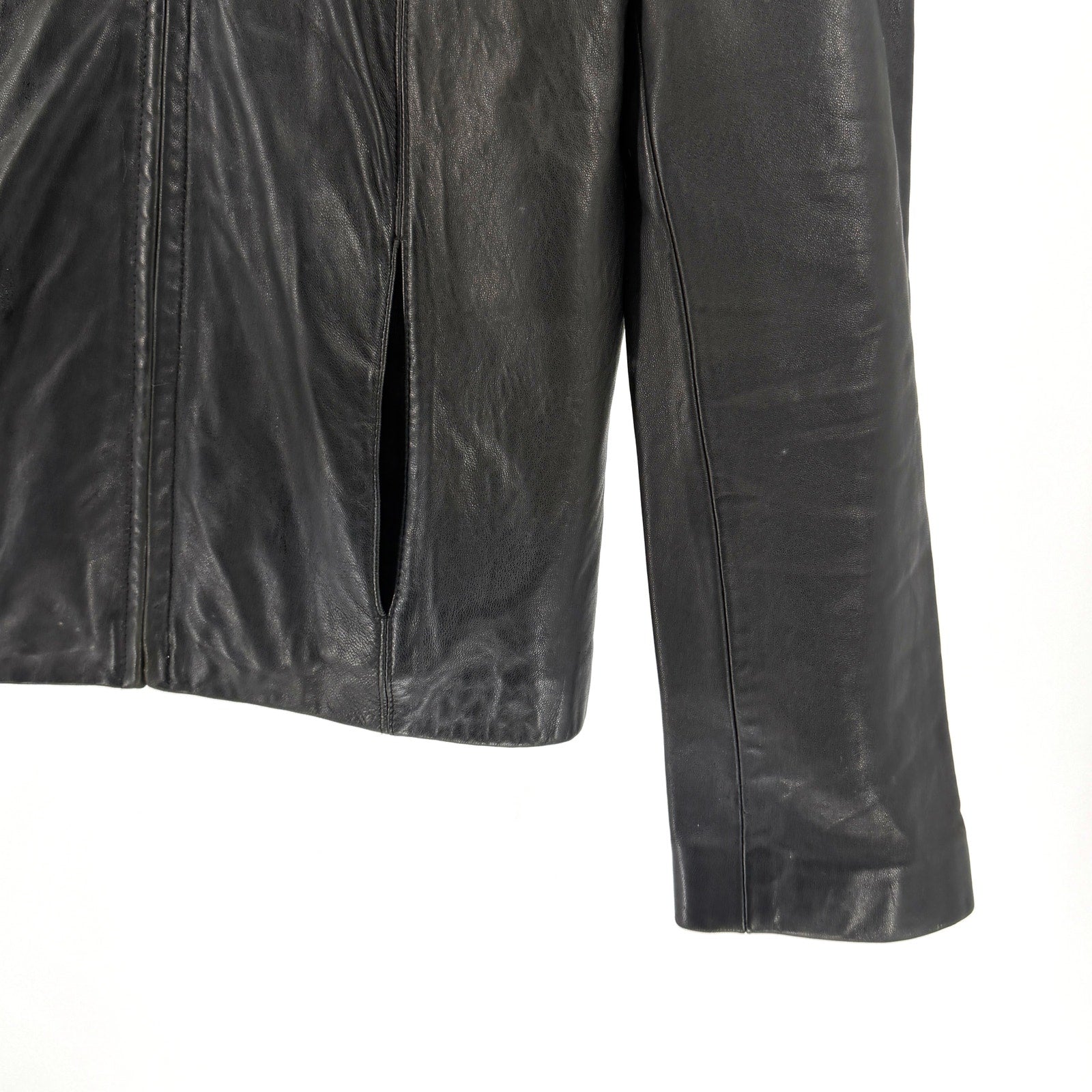 Vintage Y2K Adler Collection Black Genuine Leather Lambskin Zip Up Jacket