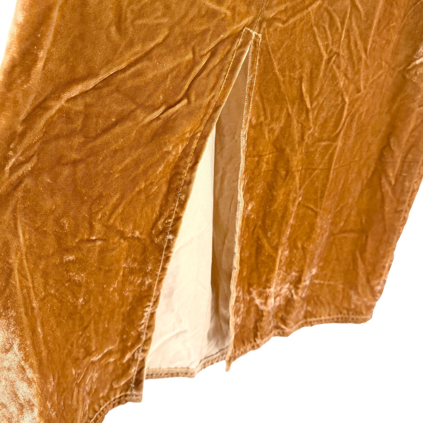 Vintage Y2K Double D Ranch Gold Crushed Velvet Elegant Western Maxi Skirt