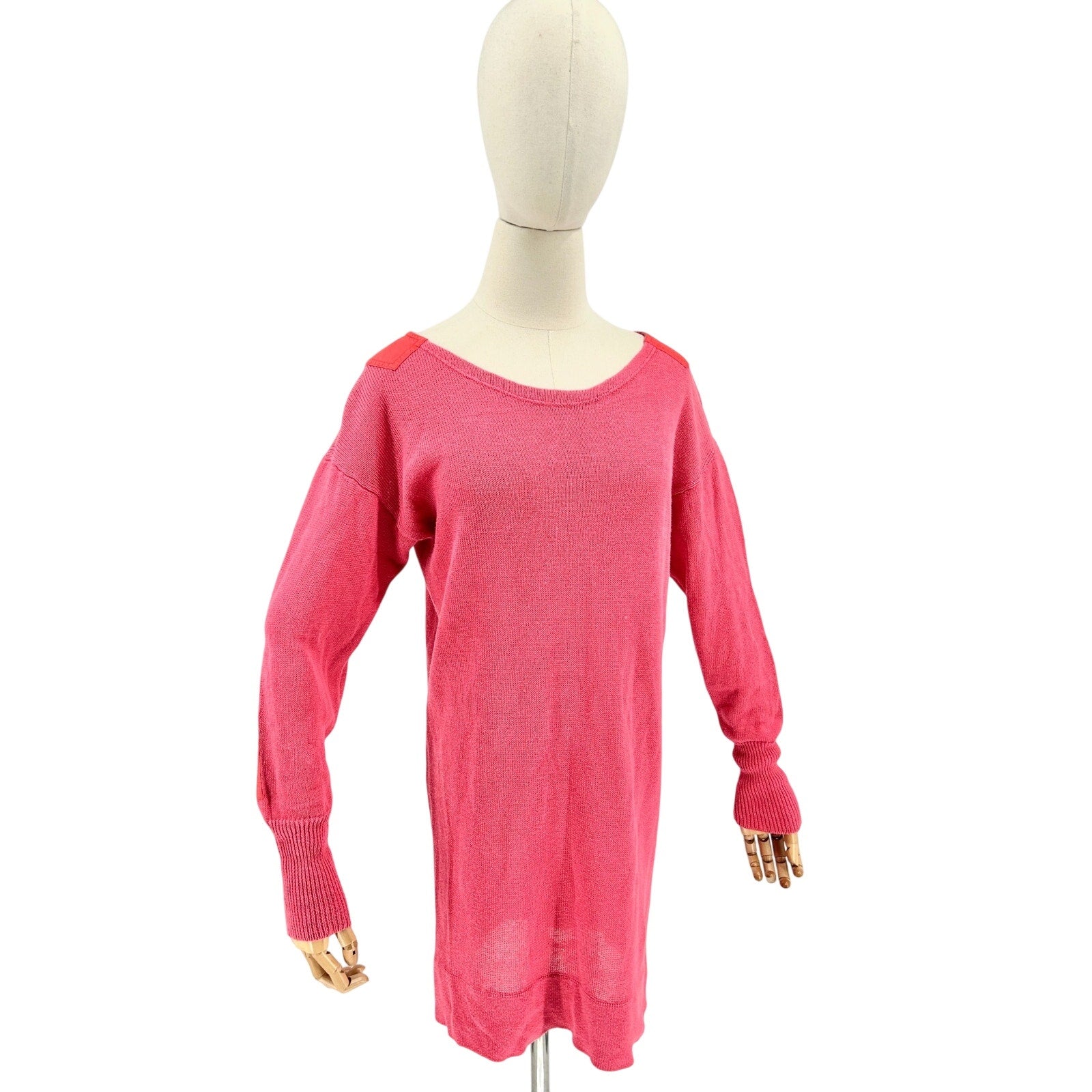 Marc by Marc Jacobs Hot Pink Red 100% Cotton Shoulder Elbow Patch Sweater Dress