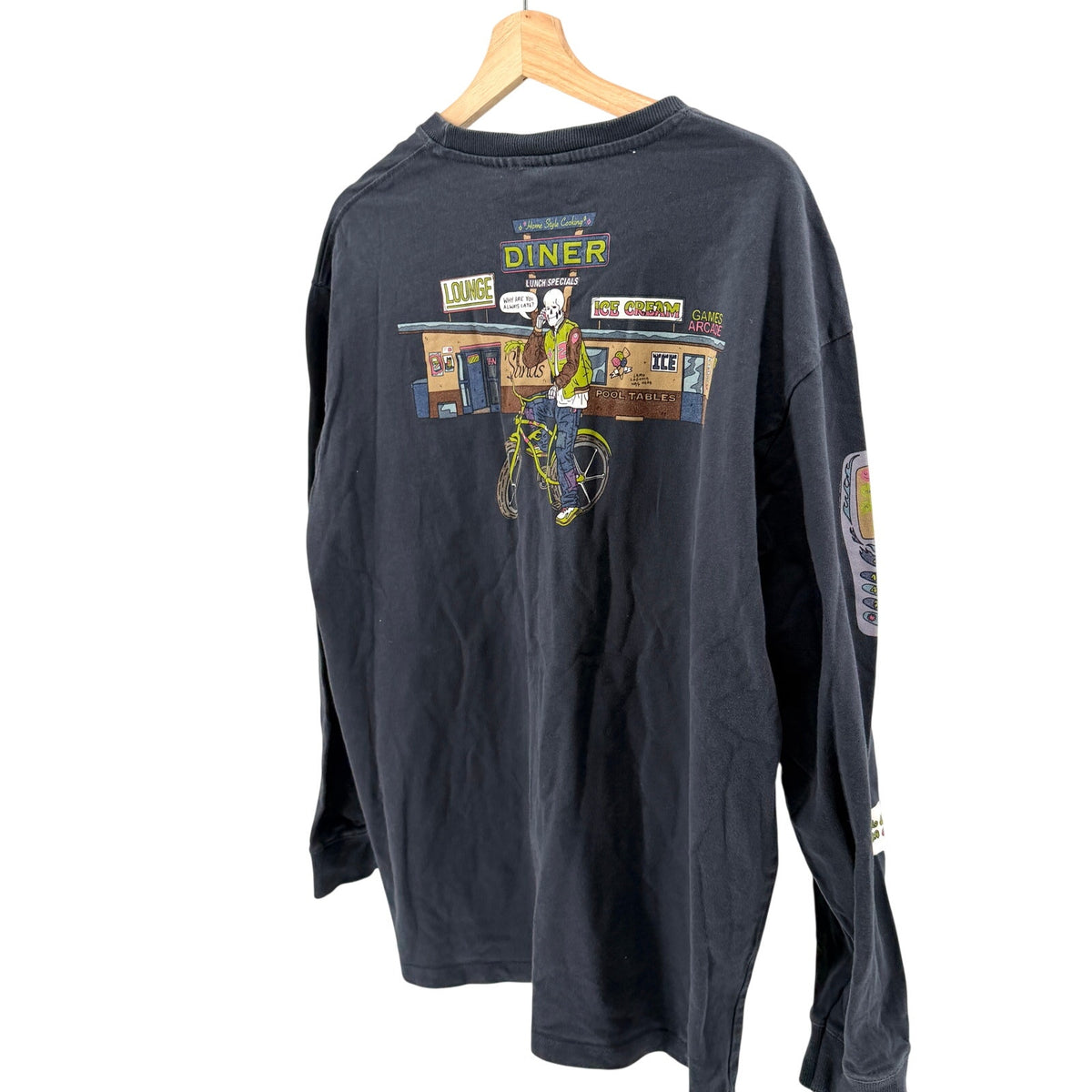Zara Faded Gray 100% Cotton Skeleton Laro Lagosta Heavy Jersey T-Shirt