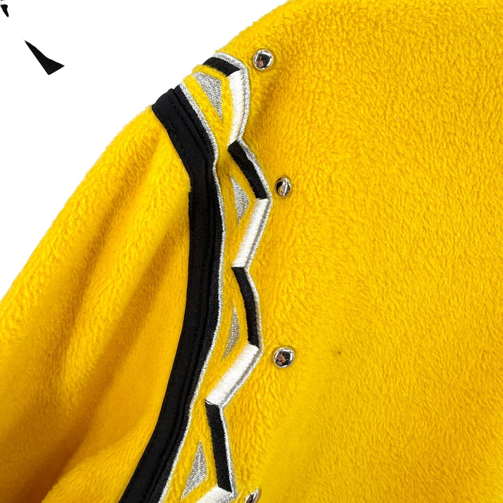 Vintage 90s Bob Mackie Yellow Studded Embroidered Fleece Zip Jacket
