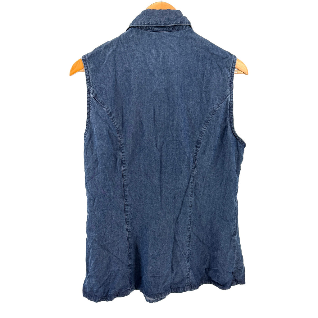 Vintage 90s Saddle Ridge Blue Western Star Button Asymmetrical Sleeveless Top