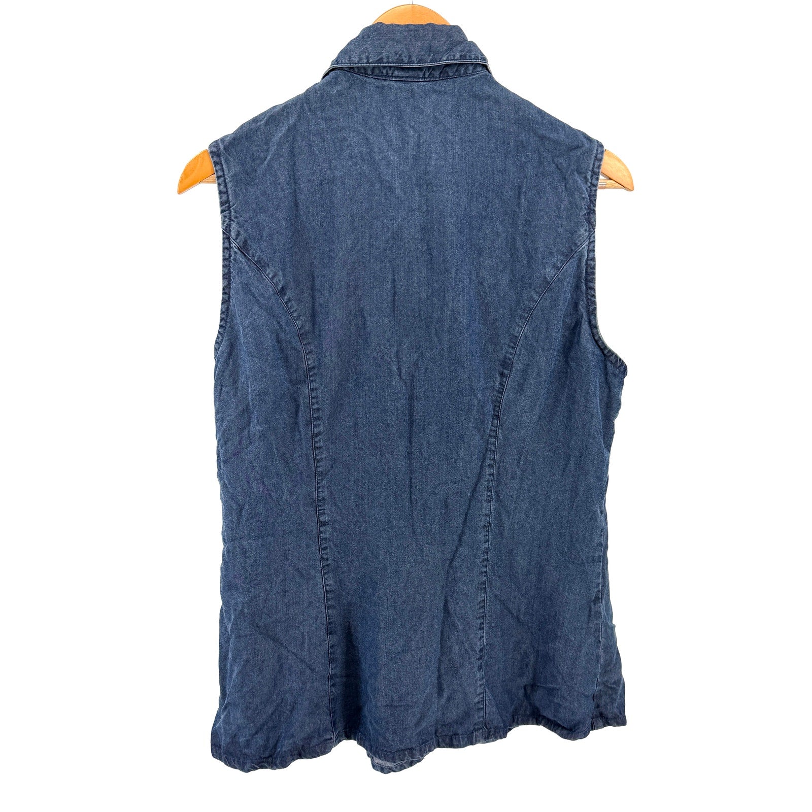 Vintage 90s Saddle Ridge Blue Western Star Button Asymmetrical Sleeveless Top