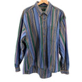 Vintage 90s Colours by Alexander Julian Blue Green Stripe 100% Cotton Shirt