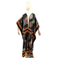 Vintage 90s Winlan Black Peacock Print Satin Kimono Robe