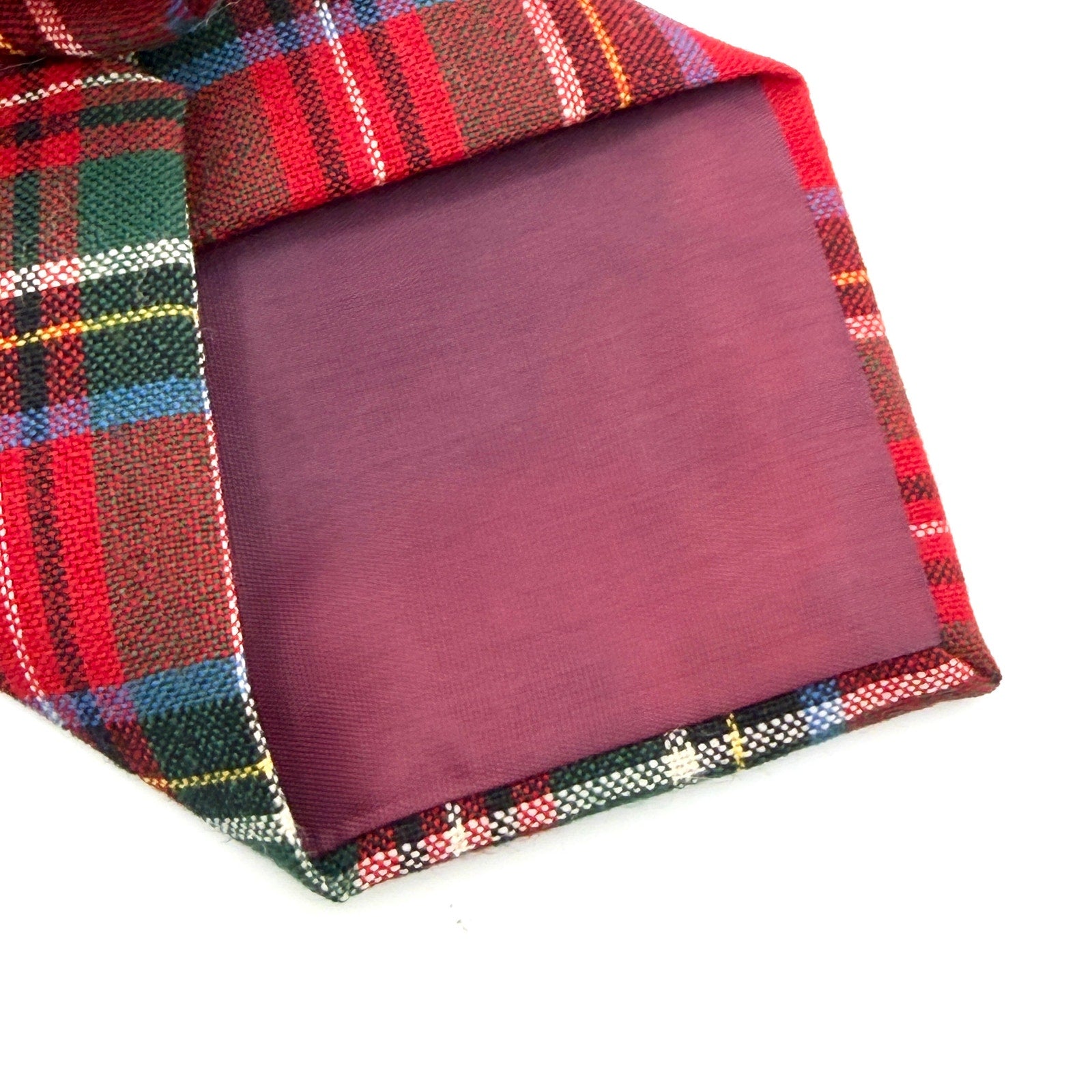 MINT Vintage 80s London 400 100% Wool Red Green Tartan Necktie