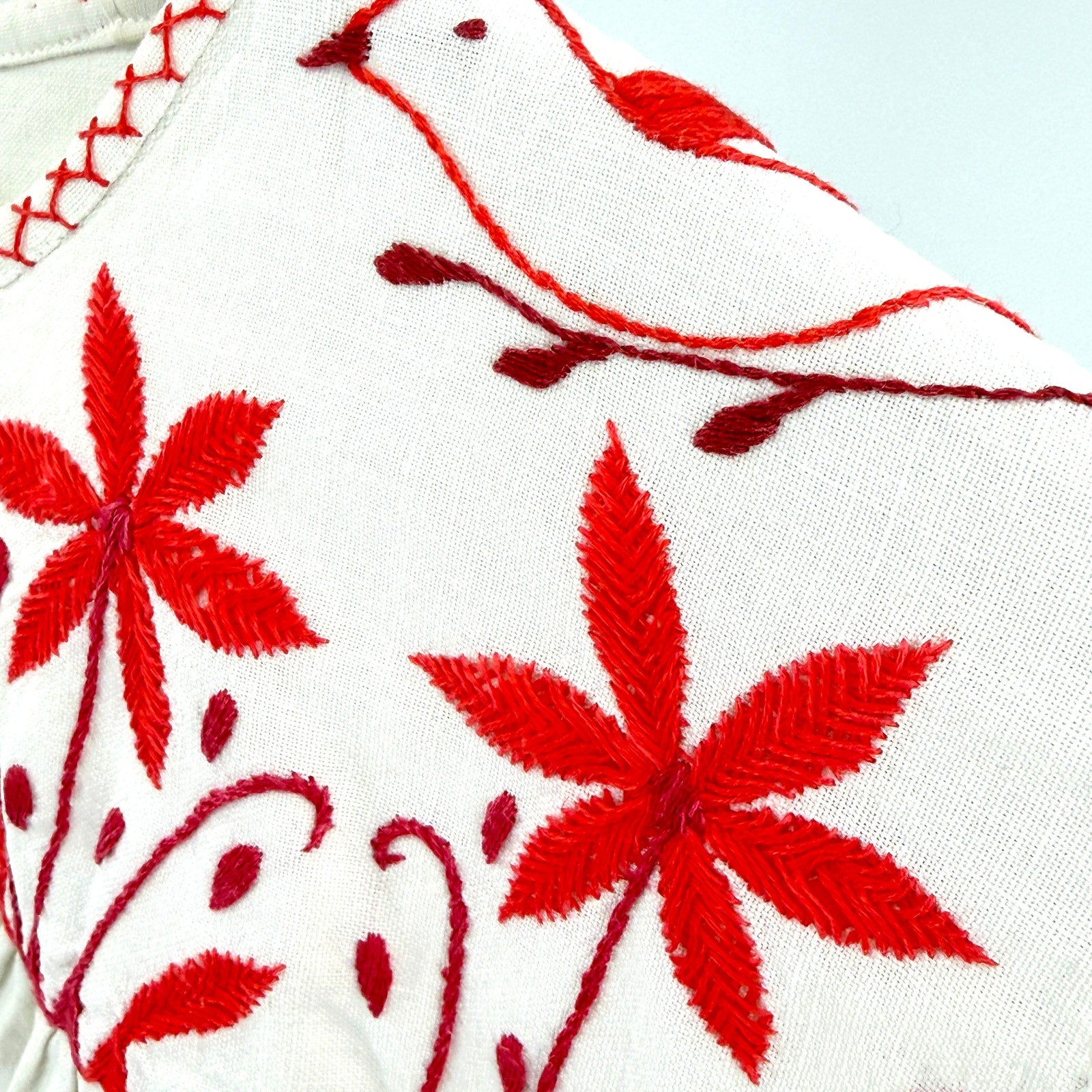 Vintage 70s Kalocsa Hungarian Folk Cotton Embroidered Boho Maxi Dress