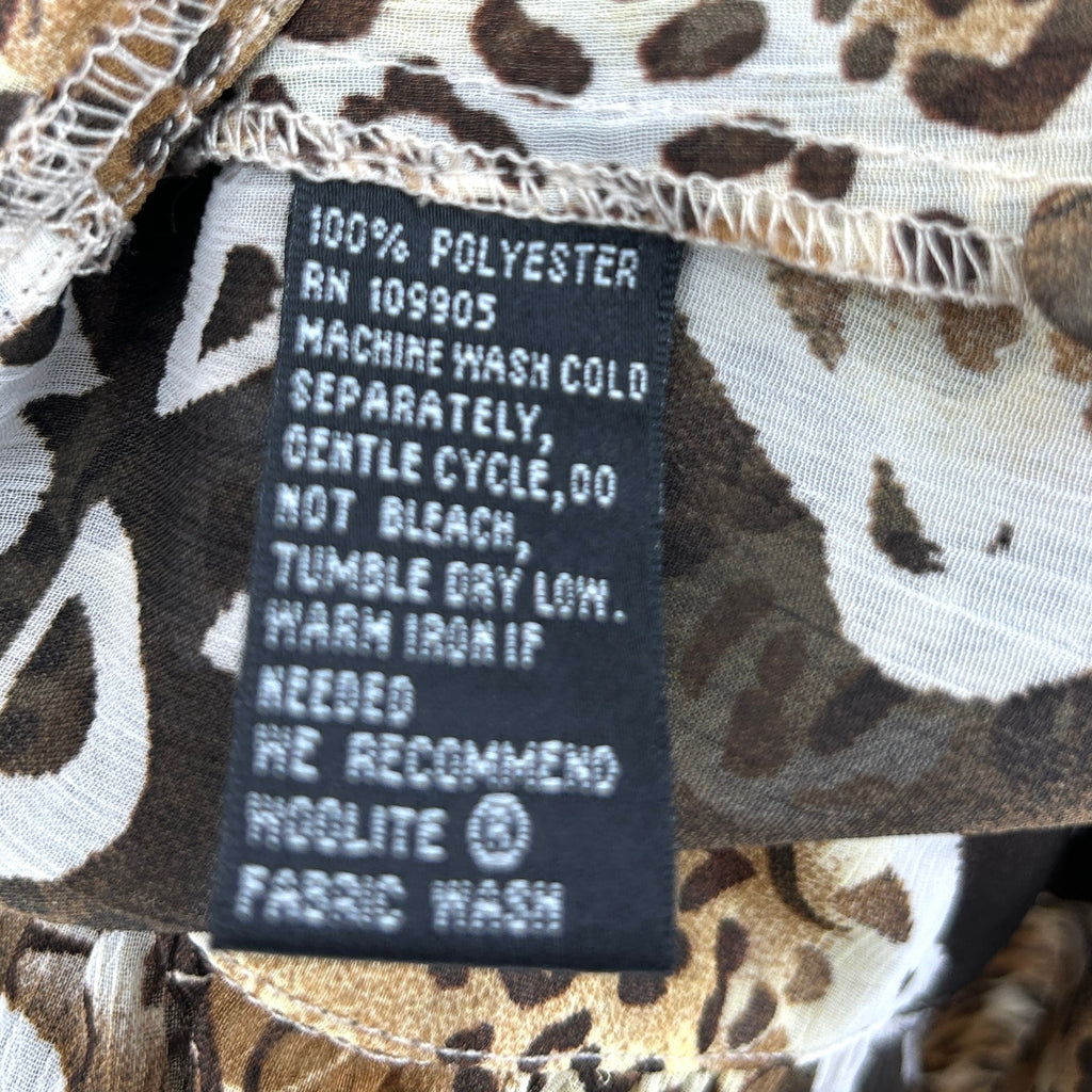 Essentials by Milano Leopard Print Sheer Peplum Blouse