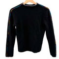 COMOBOCA Black 100% Cashmere Rainbow Trim Crewneck Sweater