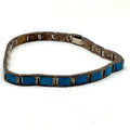 Vintage 90s Turquoise Sterling Silver Stamped Inlay Tennis Bracelet