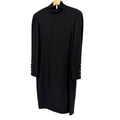 Vintage 90s Linda Allard Ellen Tracy Black 100% Wool Mock Neck Midi Dress