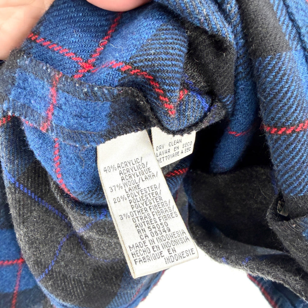 Vintage 90s Evan-Picone Blue Plaid Snap Front Flannel Jacket