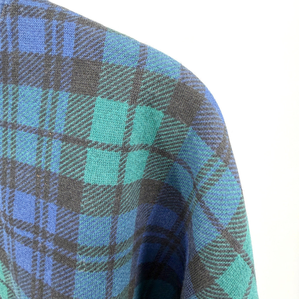 Vintage 90s Fremantle Blue Green Tartan Plaid Crewneck Sweatshirt