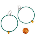 Vintage 90s Turquoise Yellow Citrine Seed Bead Boho Large Hoop Earrings