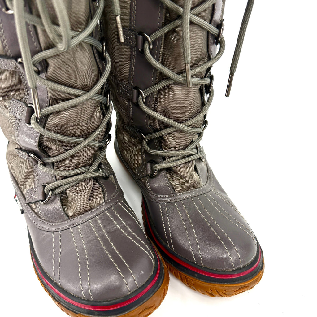 Pajar Canada Green Gray Waterproof Lace-Up Tall Duck Snow Boots
