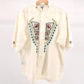 Vintage 80s Ayme Off White 100% Cotton Embroidered Short Sleeve Shirt