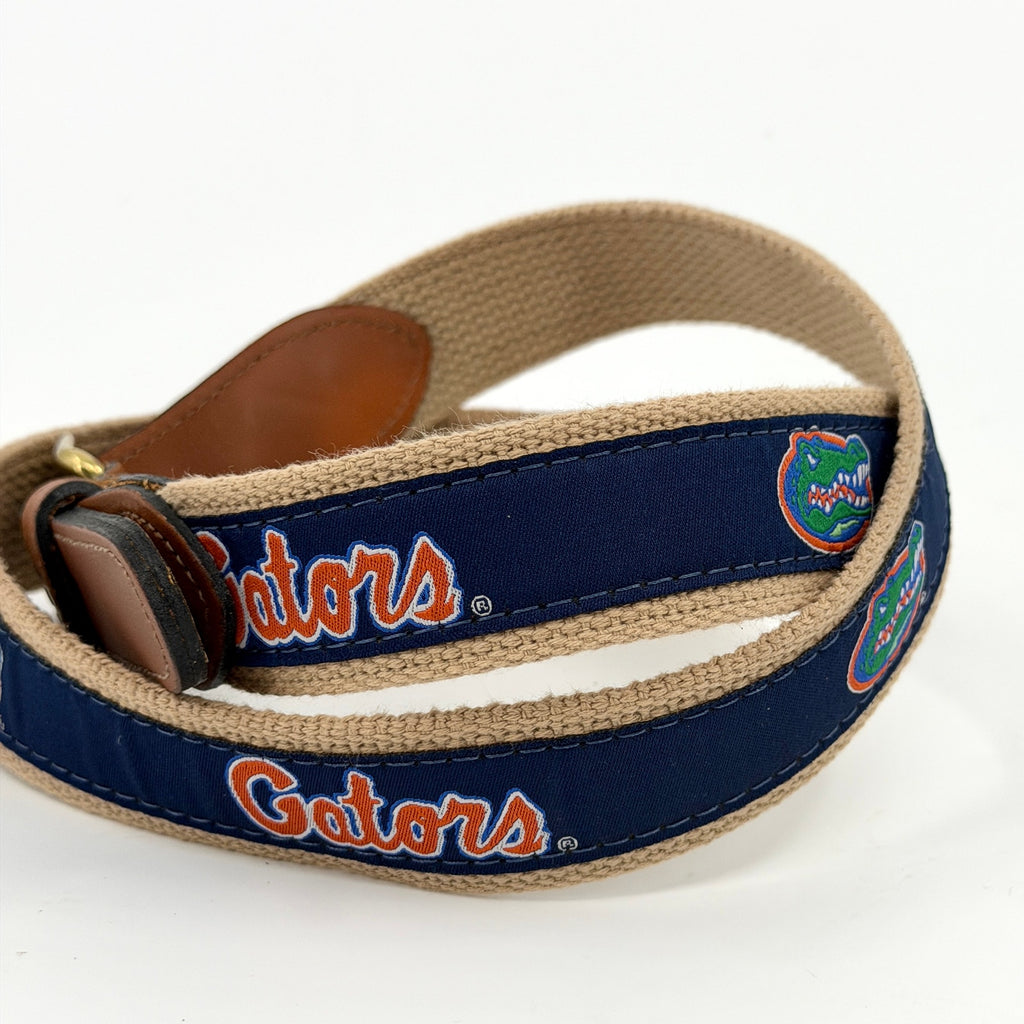 Vintage Y2K Zap-Pro Navy Florida Gators Genuine Leather Ribbon Belt
