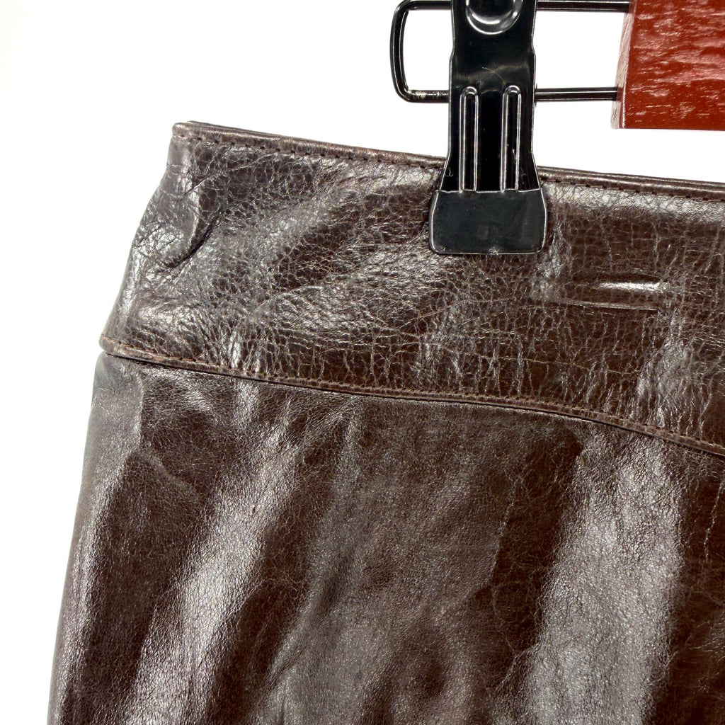 Vintage 90s Laundry by Shelli Segal Chocolate Brown Genuine Leather Pencil Skirt