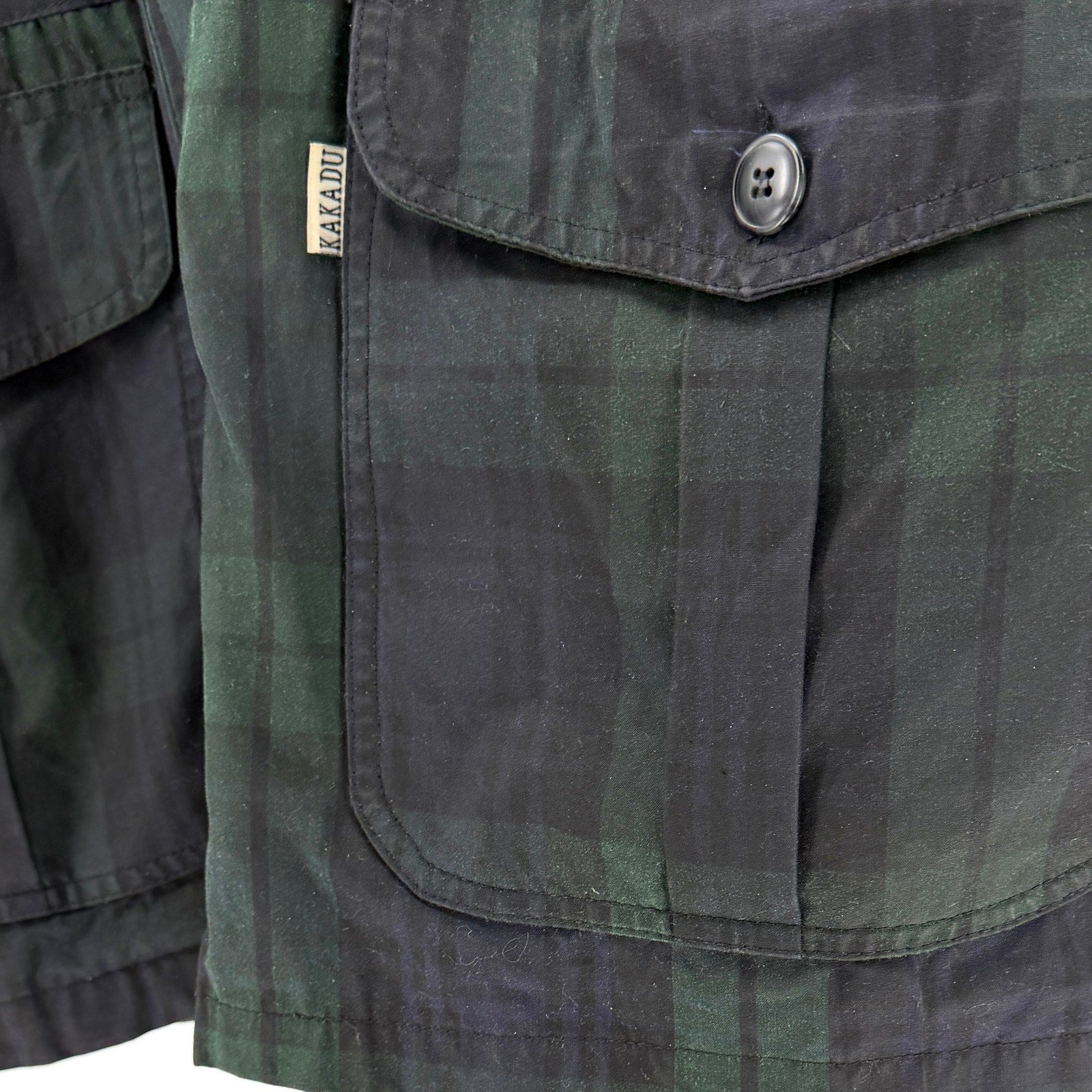 Vintage 90s Kakadu Traders Green Blue Tartan Cotton Oilskin Outback Jacket