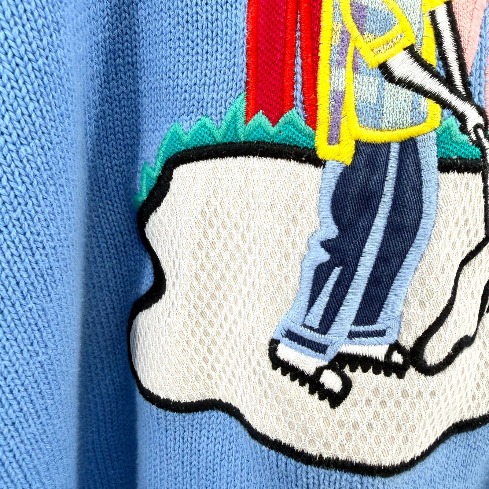 Vintage 90s Pivot Sportware Blue 100% Cotton Novelty Golf Crewneck Sweater