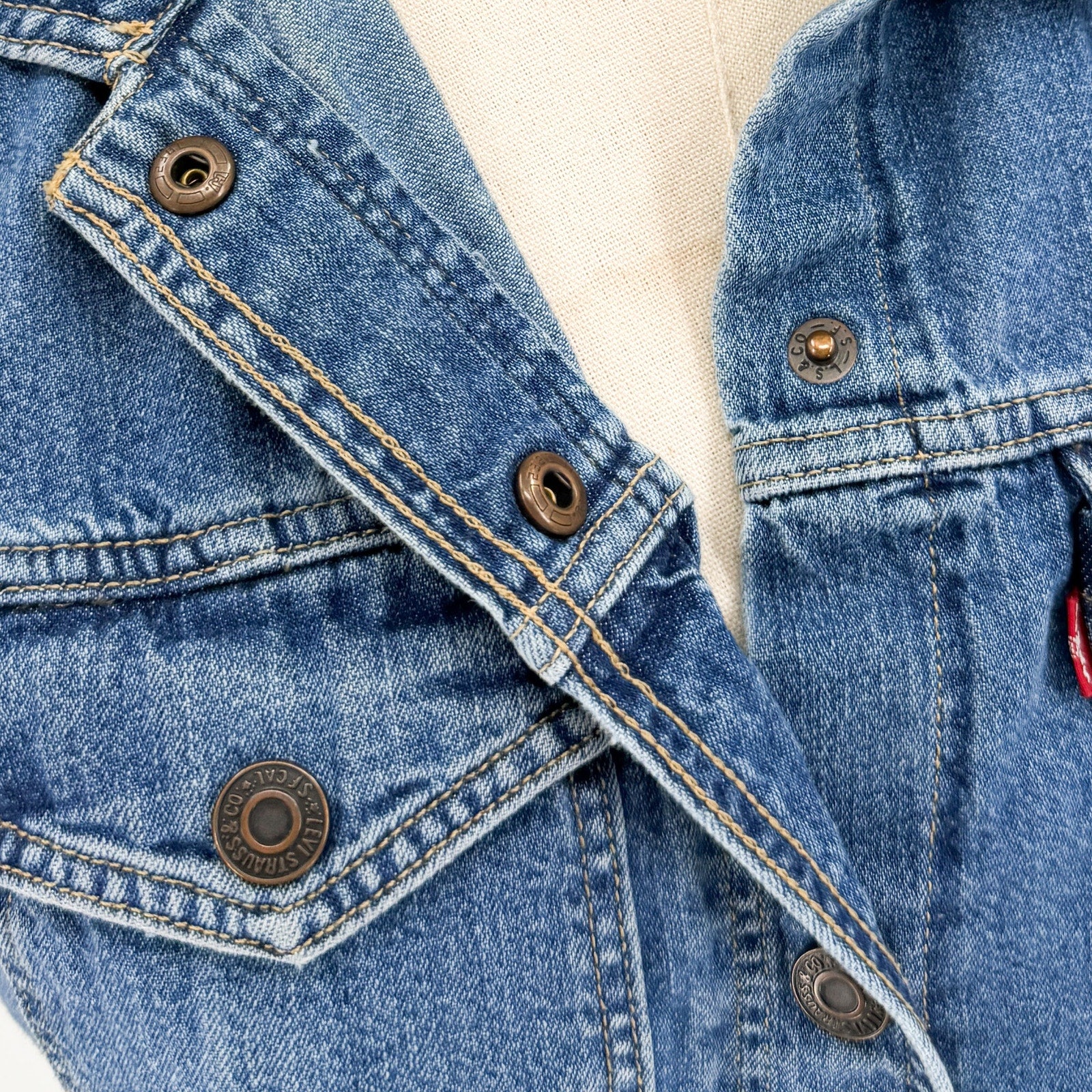 Levi's Blue 100% Cotton Sleeveless Snap Front Denim Mini Shirt Dress