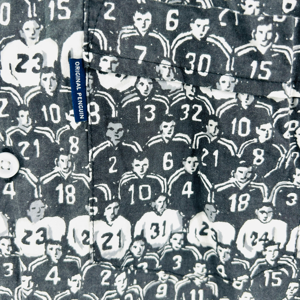 Original Penguin Black White Cotton Viscose Graphic Football Print Shirt