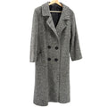 Vintage 80s St Michael Black White Tweed Double Breasted Overcoat