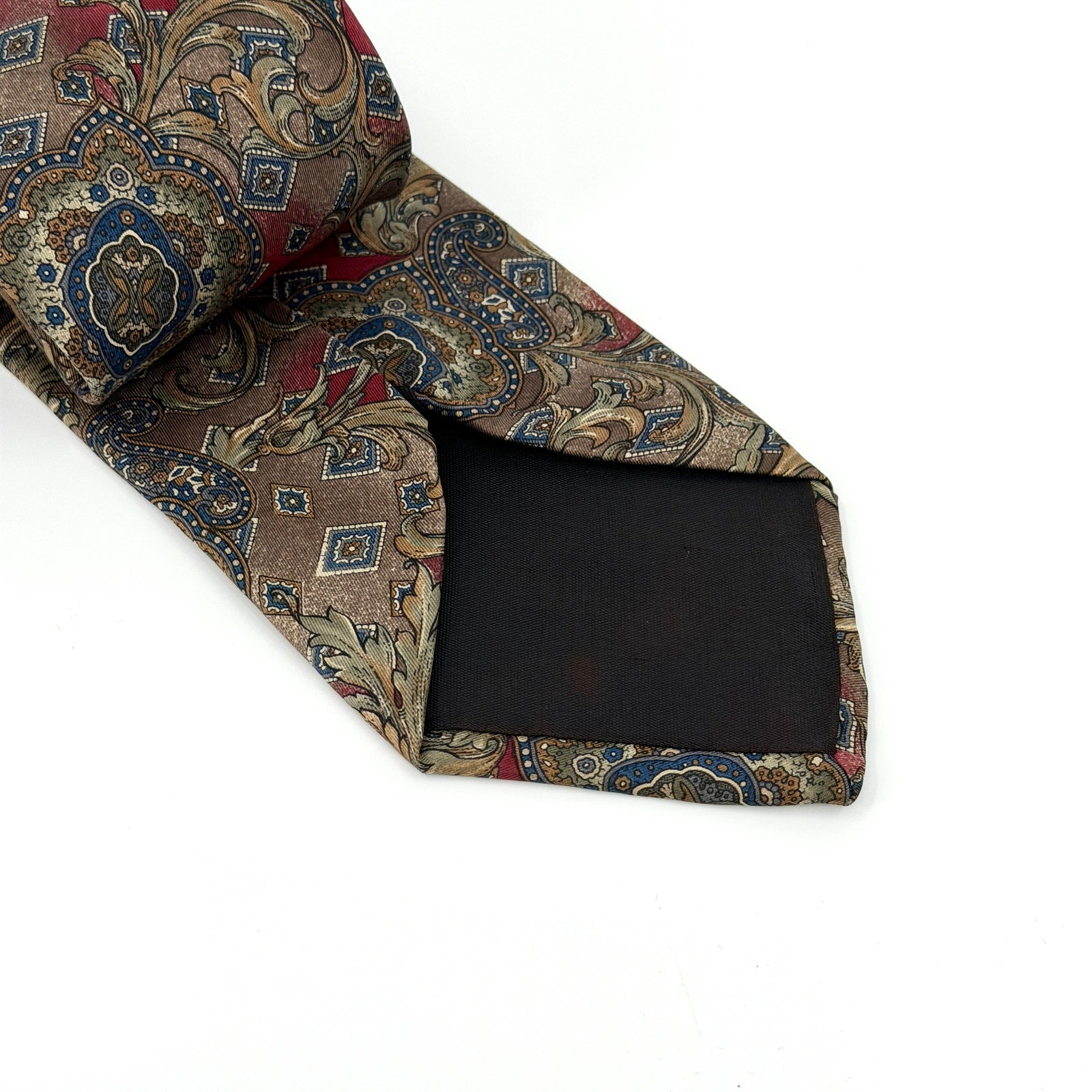 Vintage 90s Bill Blass Red Baroque 100% Silk Opulent Statement Dress Necktie