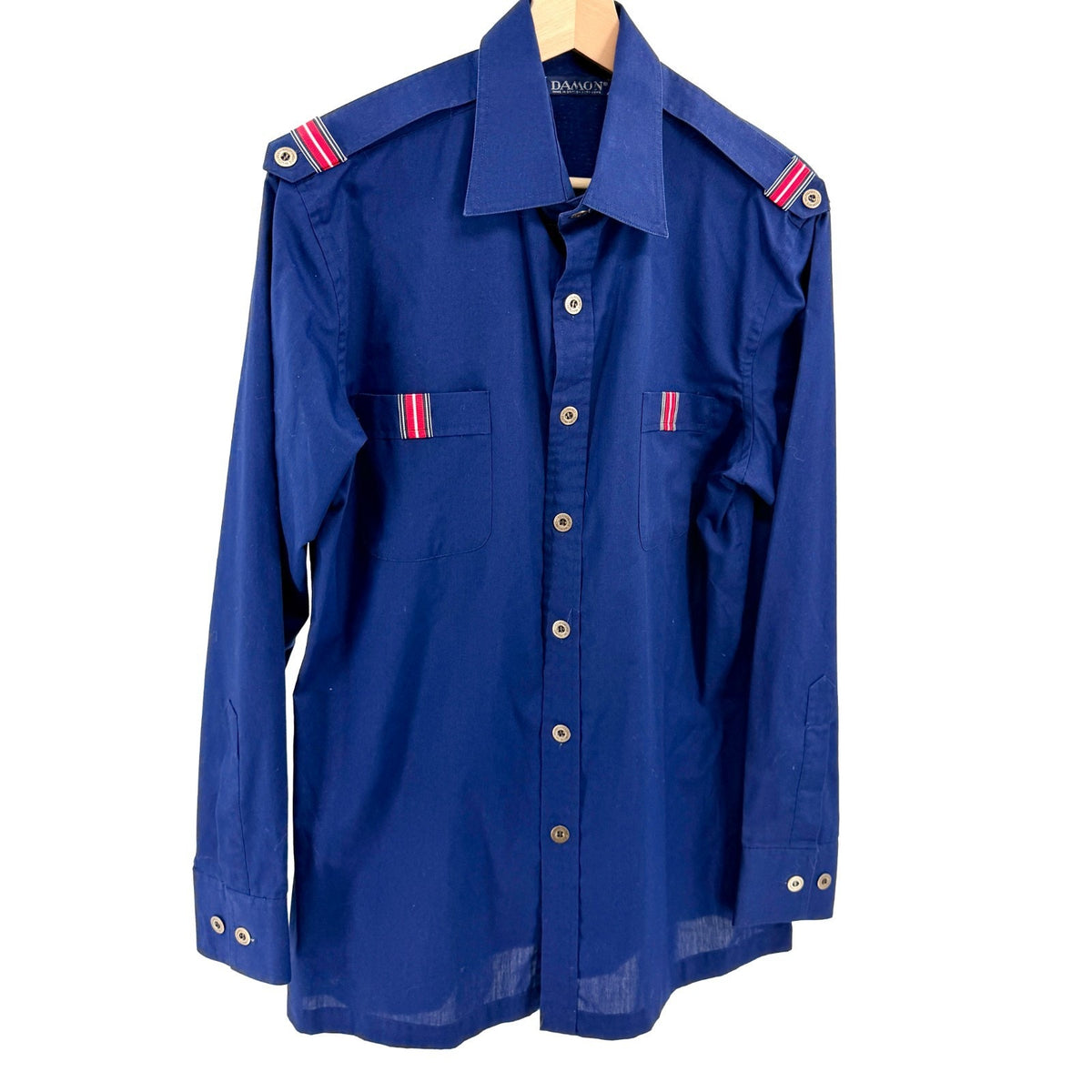 Vintage 70s Damon Blue Military Epaulette Shirt