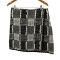 Sara Campbell Black White Plaid Tweed Wrap Gold Thread Mini Skirt
