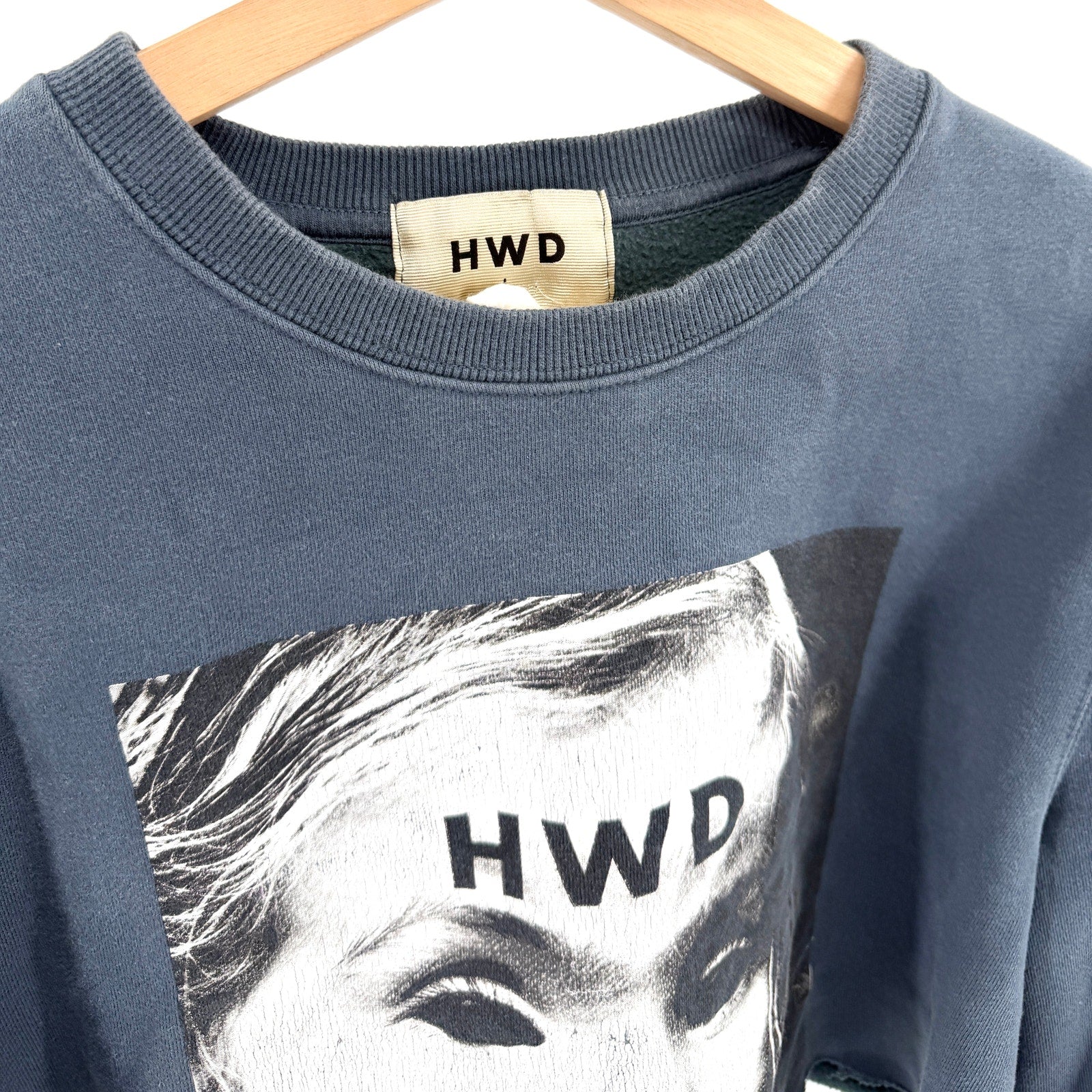 HWD Halfway Dead Indigo Blue Horror Graphic Cropped Sweatshirt