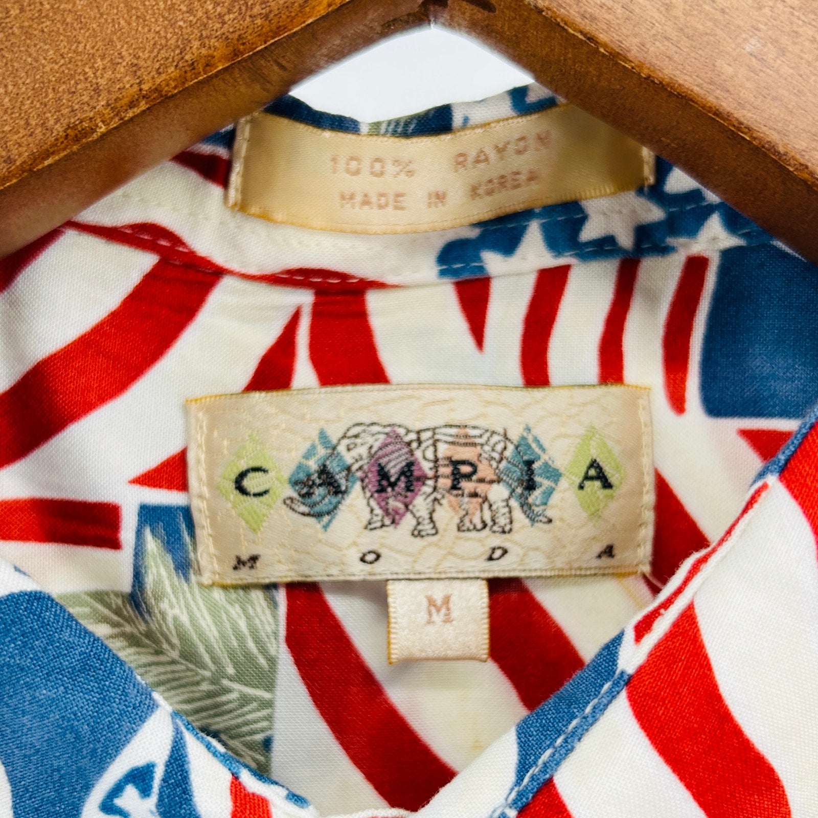 Vintage 90s Compra Moda Red White Blue Patriotic Flag Shirt