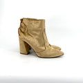 Stuart Weitzman Gold Crushed Velvet Pointed Toe Block Heel Booties