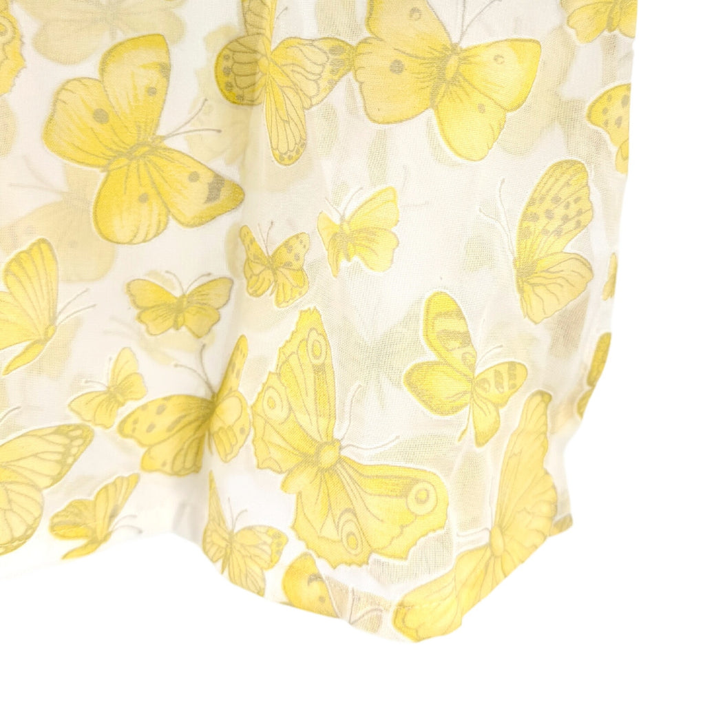 Vintage 90s Rita White Sheer Yellow Butterfly Applique Blouse Top