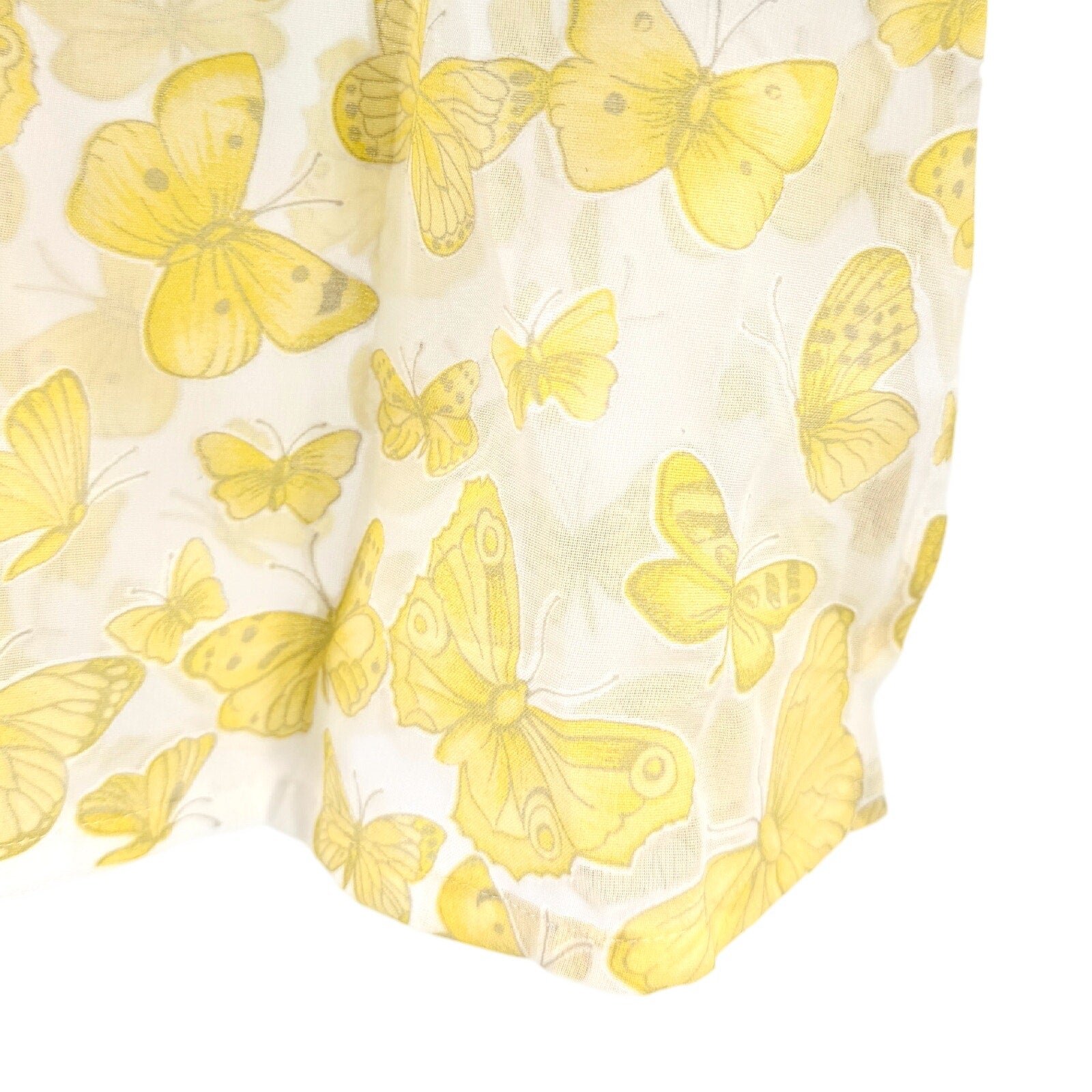 Vintage 90s Rita White Sheer Yellow Butterfly Applique Blouse Top