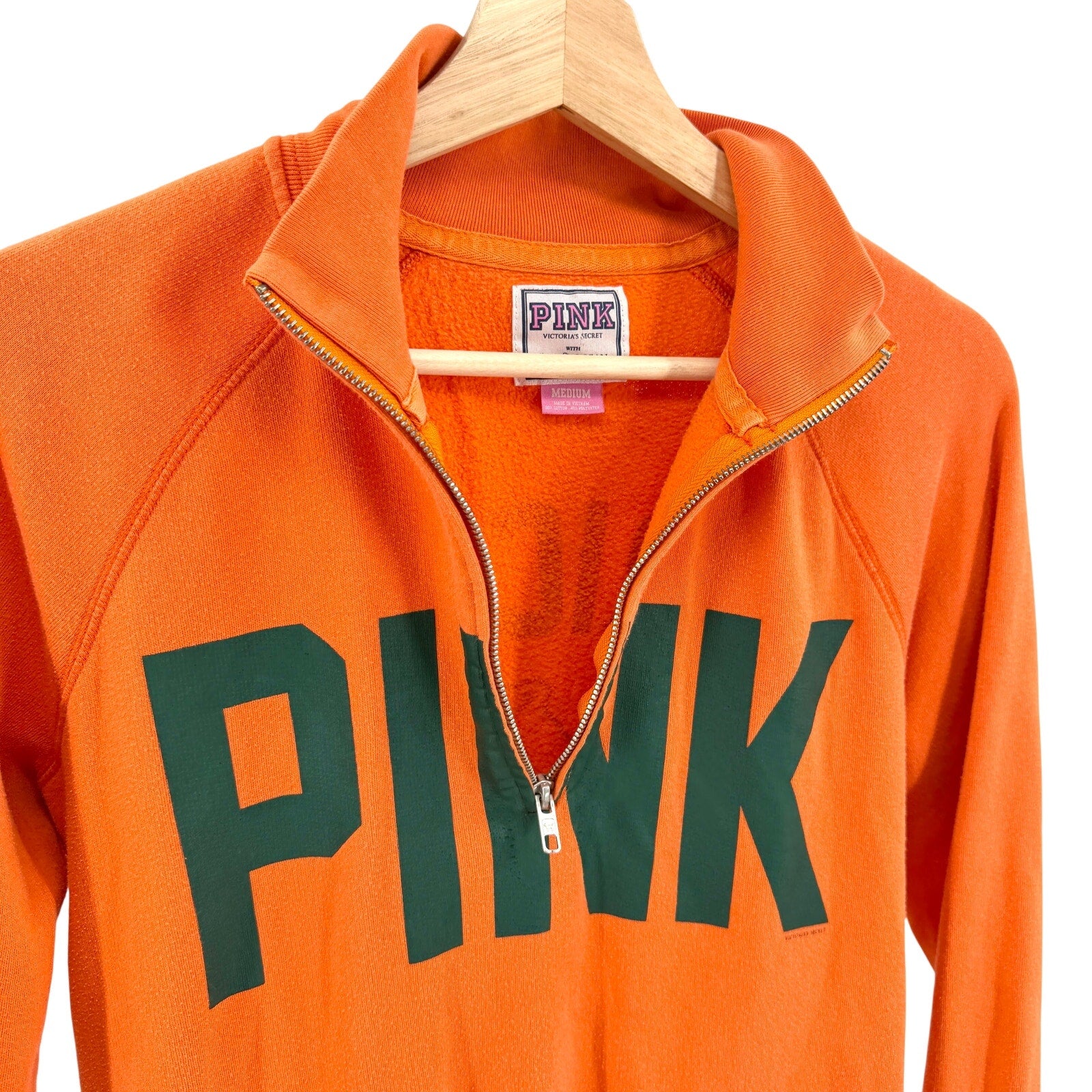 Victoria's Secret PINK Orange Miami Hurricanes Fifth Ocean Half Zip Sweatshirt